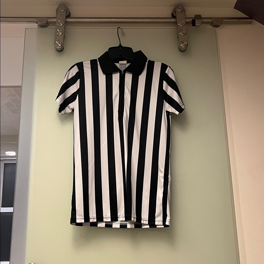 Black and White Striped Polo Shirt- Size M